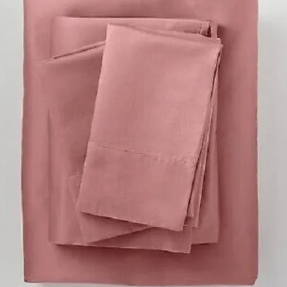 California King 500 Thread Count Washed Supima Sateen Solid Set Rose-Casaluna